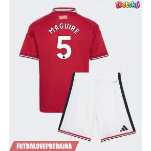 Lacne Dětský Futbalové dres Manchester United Harry Maguire #5 2026-27 Krátky Rukáv - Domáci (+ trenírky)